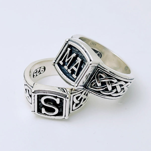 Initial Braid Silver Ring
