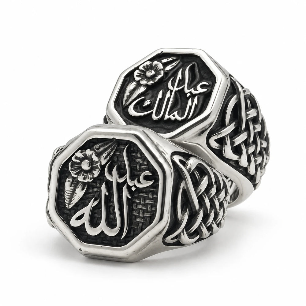 Octagon Signet Ring with Your Name, Sterling Silver | Maison Assam